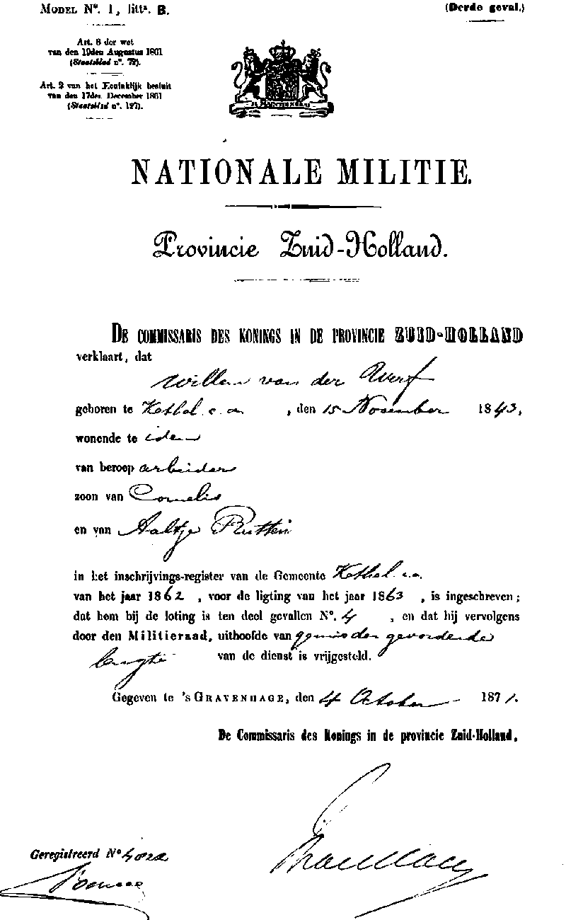 18711004 nat mil Willem zv C vd Werf - A Rutten